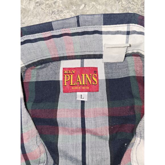 ELY PLAINS Vtg Western Plaid Pearl Snap Cowboy SHIRT Men's L Rancher Authentic - Picture 9 of 10